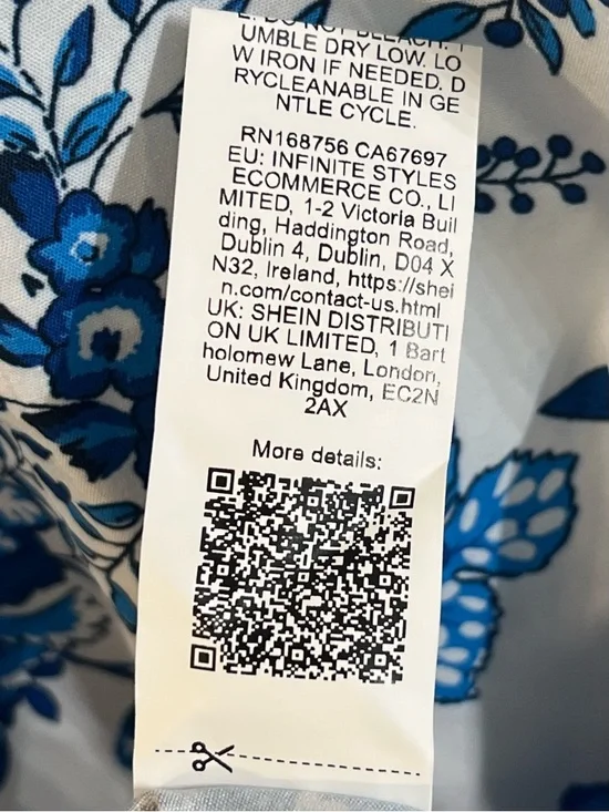 Women’s Blue and White Floral Print Loose Shirt Plus Size Top! Size 2XL. - Picture 6 of 10